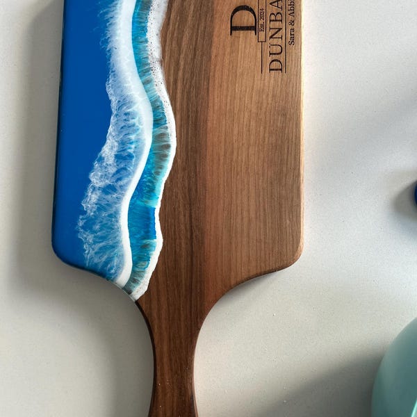 Personalized Epoxy Resin Cutting Board for Mom, Walnut Charcuterie Boards, Mom Birthday Gift Idea, Ocean Art Kitchen Decor, Gift for Grandma main image 1