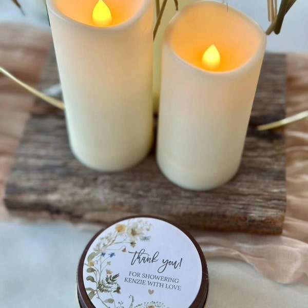 Wildflower Bridal Shower Favor Candles / Personalized 4 Oz. Soy Candle ...