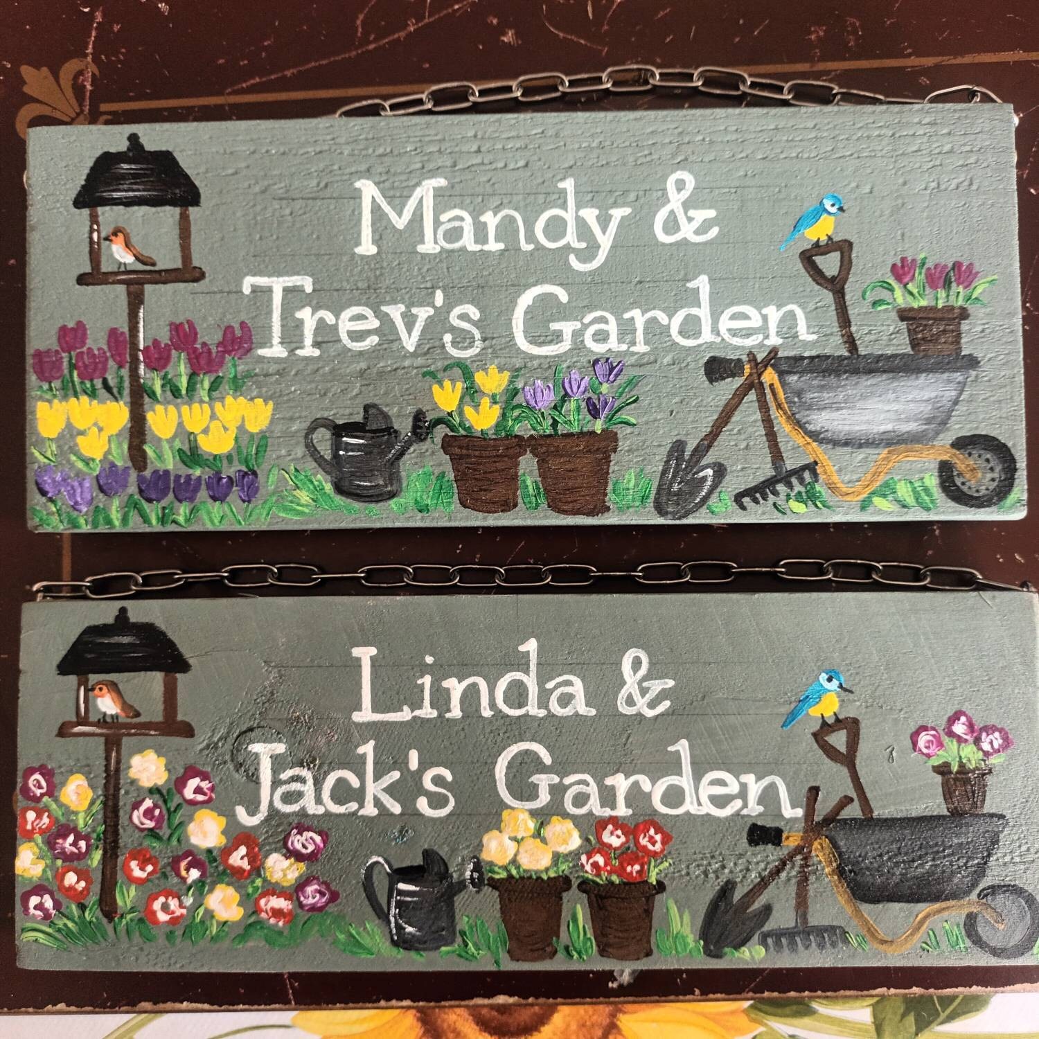 Personalised Wild Birds Garden Sign, Allotment Shed Plaque, Gardeners Gift, Dad's Garden, Plot Marker, Grandad, Father's Day, Robin Bluetit