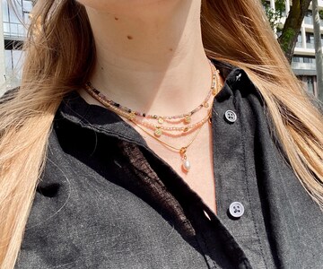 Genuine Gemstone Beaded Necklace, Pendant Cube Beads Choker, 18k Gold Beaded Necklace, Crystal Beads, Gold Filled Necklace, Cats Eye Beads