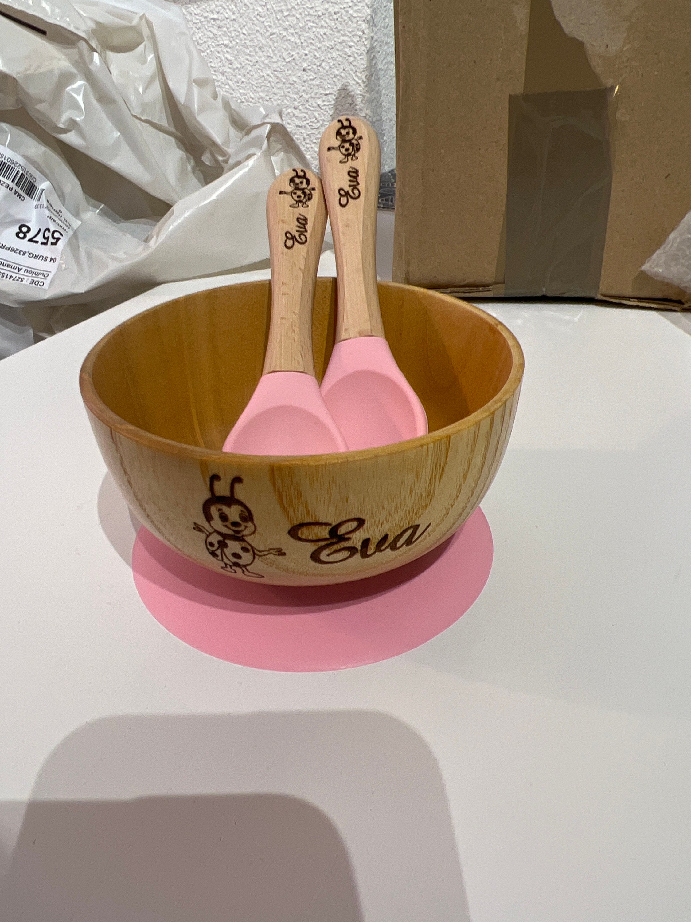 Personalized baby bowl and cutlery