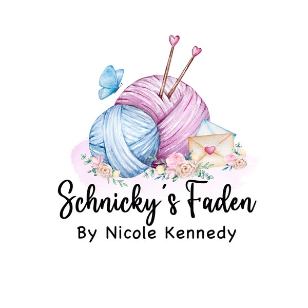 Knitting Logo | Watercolor Yarn Logo | Crochet Premade Logo | Handmade ...