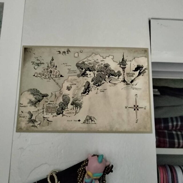 塔の上のラプンツェルの地図ポスター ヴィンテージディズニー映画