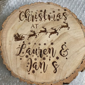 Personalised Family Christmas Tree Log Wood Slice Sign Decoration - Etsy UK