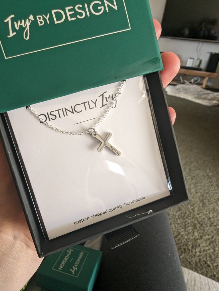 Baptism Gift • Custom Cross Necklace • Christian Jewelry • First Communion Necklace • Girls Baptism Necklace • Personalized Date Gold