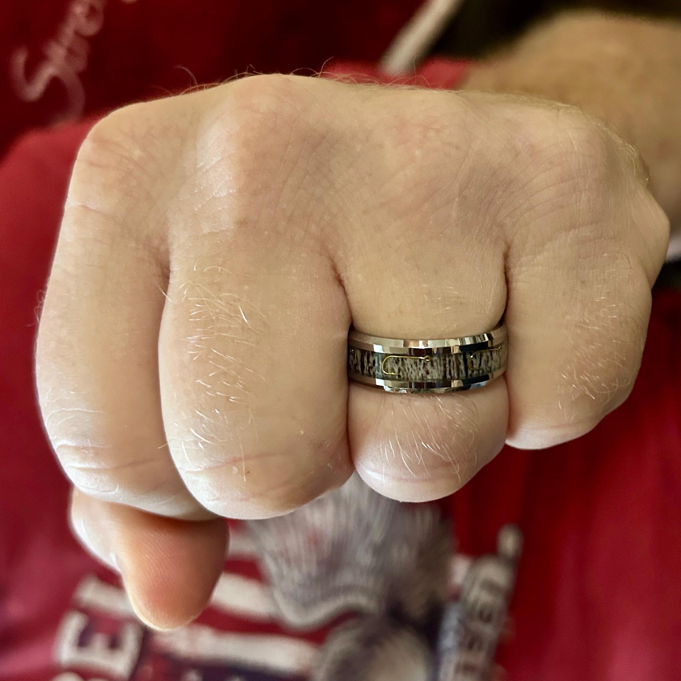 Fishing Ring, Antler Wedding Band, Fishing Hook Wedding Band