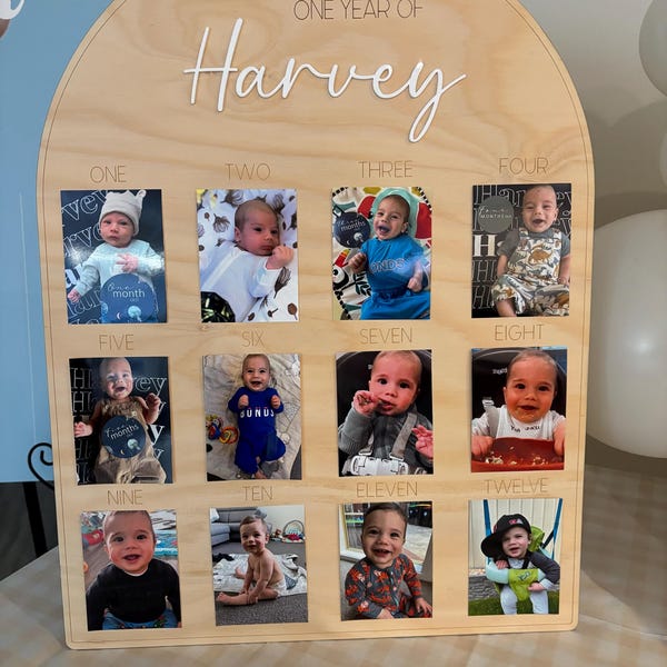 First Birthday Photo Board / One Year of Baby Memory Board / Birthday ...