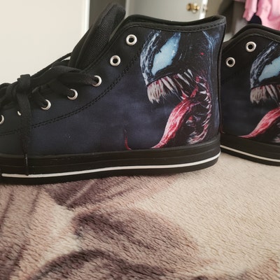 Venom Shoes, Spiderman Converse Style Shoes, Villain Gift Idea, Women's ...