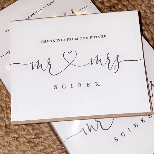 Personalized Wedding Thank You Cards: Modern Script, Kraft Envelopes - Etsy