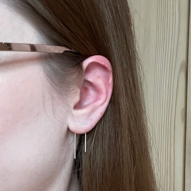 Double Piercing Earrings-threader Earrings-double Lobe