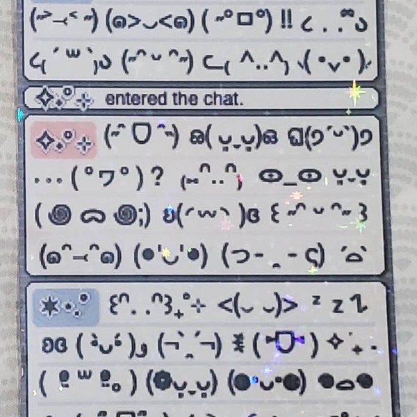 Kaomoji / ASCII / Pictochat Sticker Sheet - Hand Made - Holographic ...