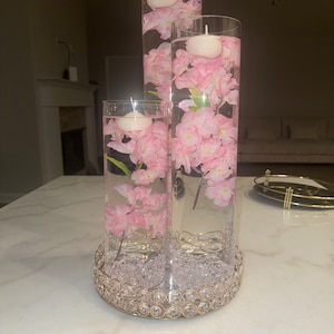 Wedding Candle ピンク 花模様 Submersible Pink, White, Blue, Turquiose Cherry Blossom Floral