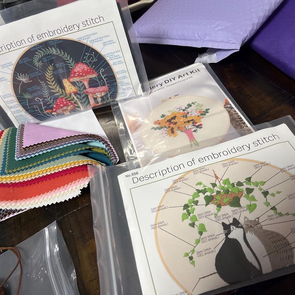 FREE Hand Embroidery Kit!flowers/animals/landscapes Embroidery Full Kit ...