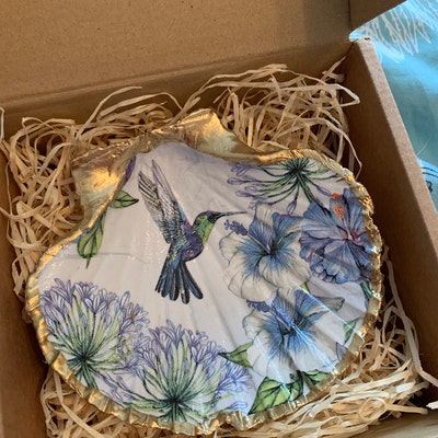 Hummingbird Shell Jewellery Dish. Gold Jewellery Dish. Pot - Etsy UK