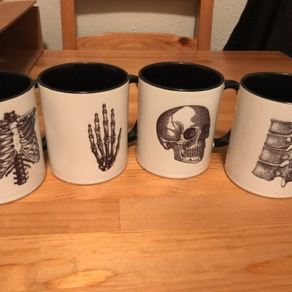 Human Anatomy Mugs Cup Gift Set Black White Anatomical Heart Medical ...