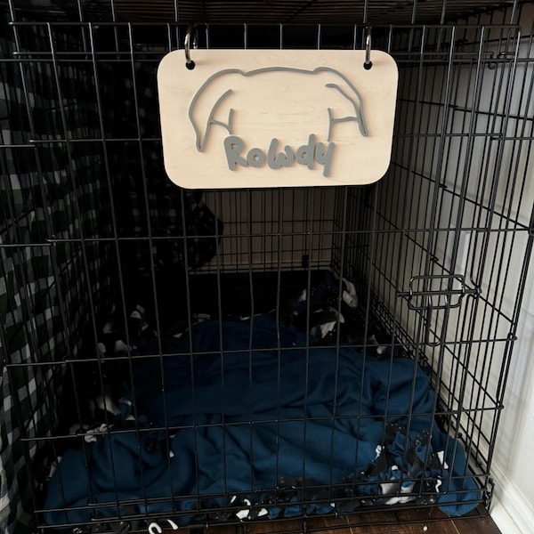 Photo inspiration: Picture Idea: Dog Ears Outline Crate Name Tag Wooden Dog Sign Personalized