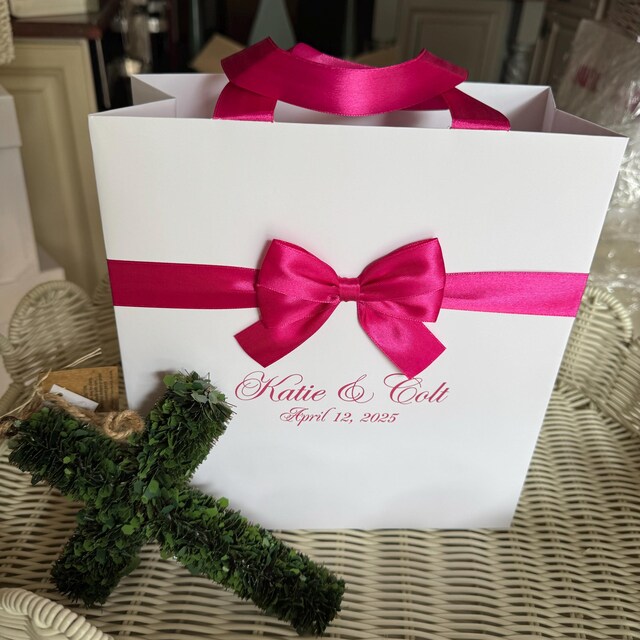 Pink Bow PVC Bags 24Pcs Pink Bow Clear PVC Gift Bags With Handles ...