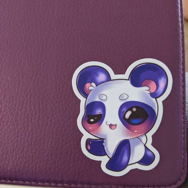 Purple, Panda, Sticker, Kawaii, Cute, China, Chibi, Bullet