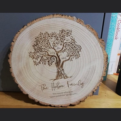 Personalised Family Tree Log Slice Tree of Life Gifts for Family Family ...