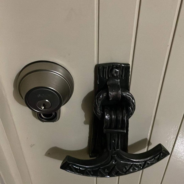 Wrought Iron Viking Hand Knocker, Thor's Hammer, Rustic Door Knocker ...