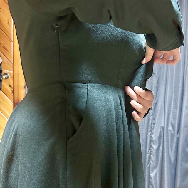 LIMI feu WOOL SQUARED HEM DRESS チャコールグレー LIMI feu WOOL SQUARED HEM DRESS チャコールグレー