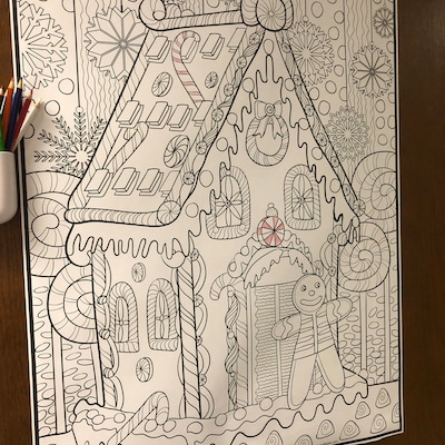 Huge Gingerbread House Coloring Poster in Sizes 24x32 or 36x48, Home ...