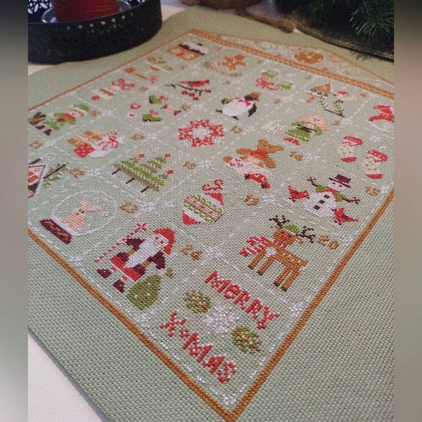 Merry Christmas Advent Calendar Cross Stitch Sampler Primitive Winter Merry Christmas Advent Calendar Cross Stitch Sampler Primitive Winter