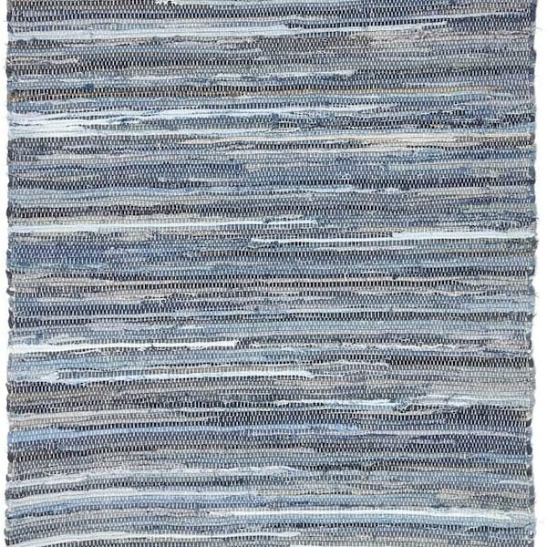 Denim Blue Cotton Rug With White Stripes Eco-friendly and Washable ...