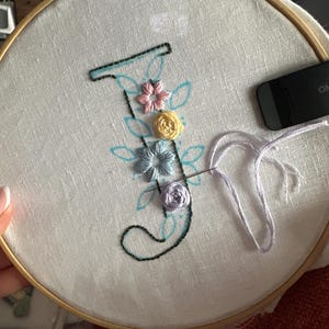 アルファベットフラワー刺繍パターン:初心者向け手縫い(PDFパターン アルファベットフラワー刺繍パターン:初心者向け手縫い(PDFパターン