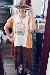 Elvis Upcycled Vintage Kantha Upcycled Tee Fits Size Small to XL