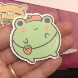 Strawberry Frog Kawaii Sticker | Etsy