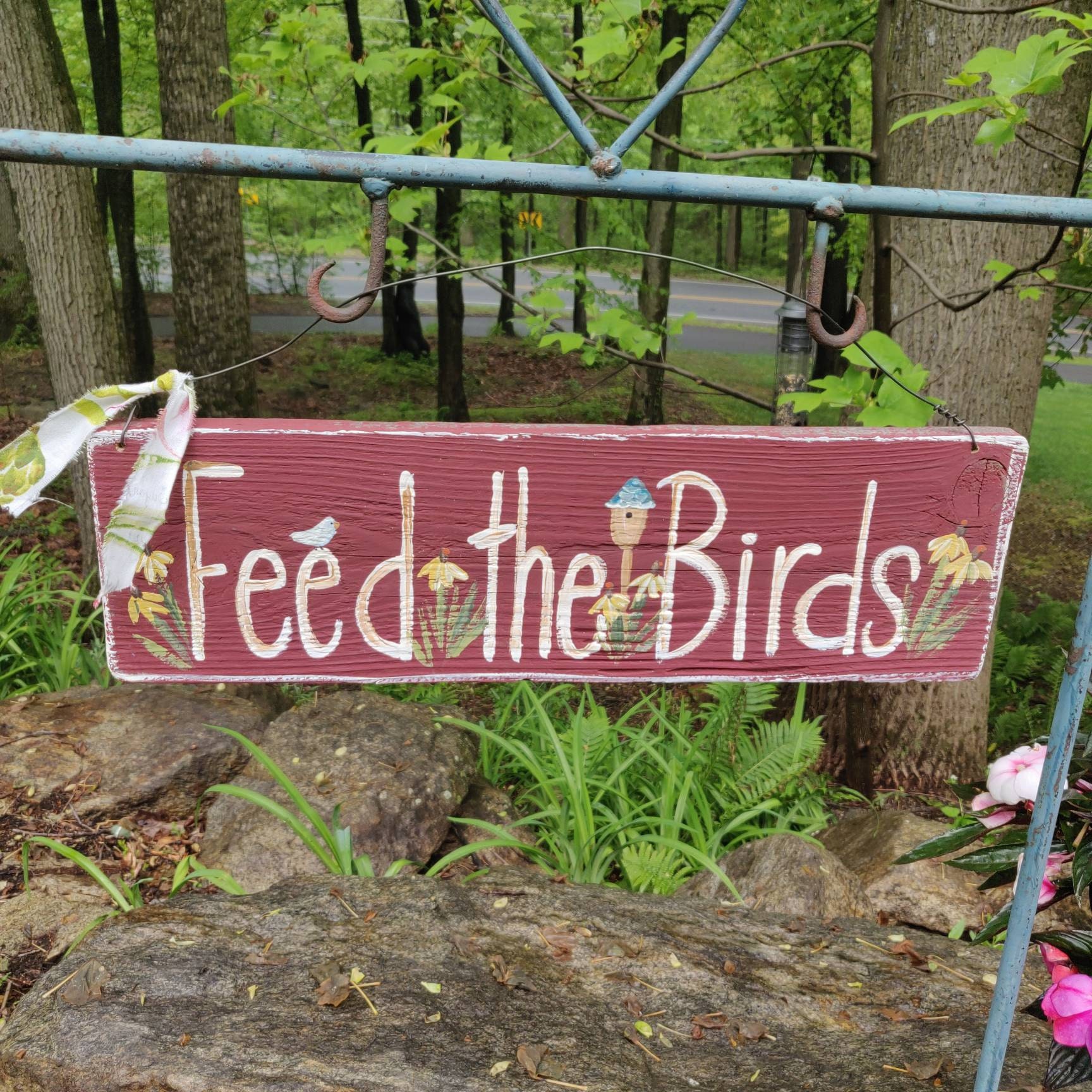 Feed the birds sign,outdoor garden sign,Mary poppins sign,personalized