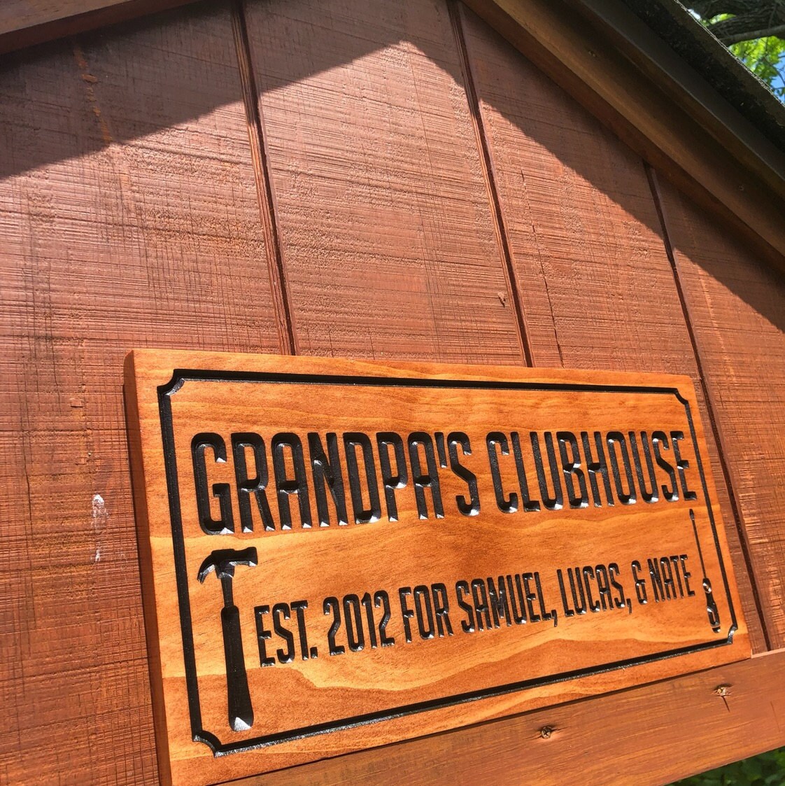 Personalized Treehouse Sign Playhouse Sign Treehouse Custom Wood Sign Outdoor Custom Carved Sign Tree Fort Sign Carved Wood Sign Kids Sign