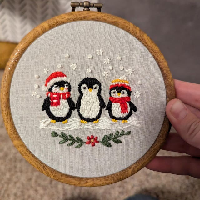 クリスマスツリーの刺繍パターン：初心者向けデザイン（PDFパターン