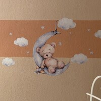 Wandtattoo Bär Auf Dem Mond – Süße Deko Fürs Kinderzimmer, Abziehbar & Rückstandsfrei