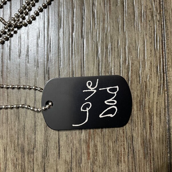 Custom Metal Dog Tag With Chain, Handwriting Keepsake, Custom ...
