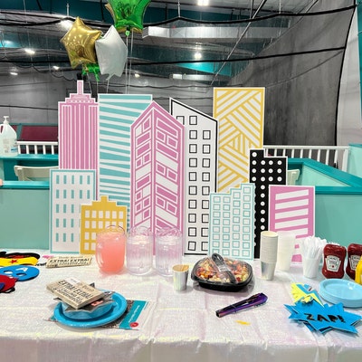 Printable Superhero Buildings, Printable Party Decor, SUPERHERO Buildings, Kids Birthday ...