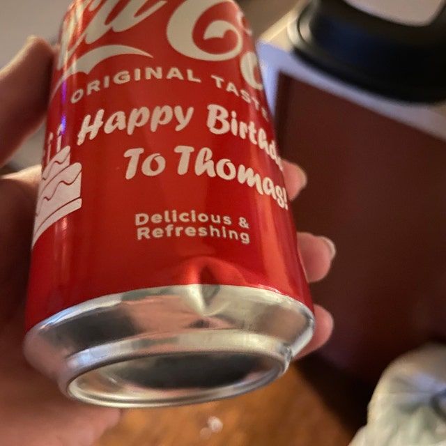 Canette de Coca Cola personnalisée avec gravure au laser, joyeux