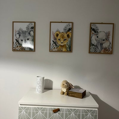 Tableau toile enfants personnalisée avec prénom - Éléphant tropicale