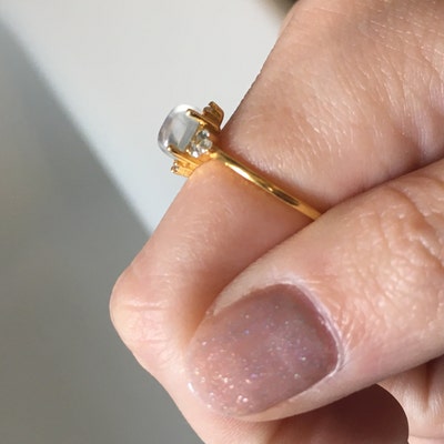 Tiny White Topaz Baguette Ring, 14k Gold main image 0