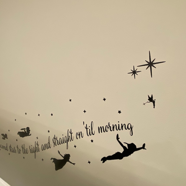 Peter Pan Tinkerbell Wendy John Michael Flying Second Star to the Right ...