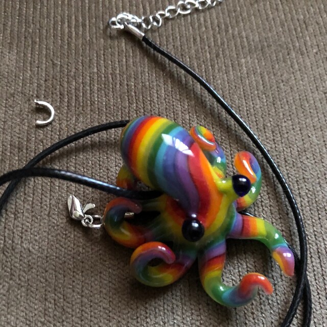 XODAS Octopus ボロシリケイトガラス　タコ　Pendant Octopus Necklace / Hand Blown Glass Octopus Pendant
