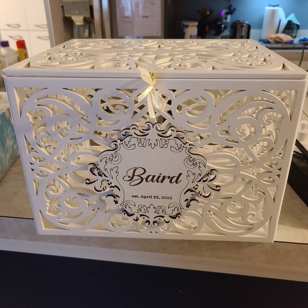 Personalized Wedding Card Box With Slot Lock Wedding Money Box Rustic ...