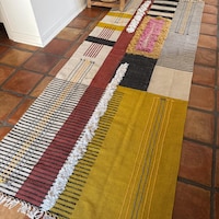 Olive Green/ Black Runner Rug Kilim Cotton Rug Dining Room Rug Hand ...