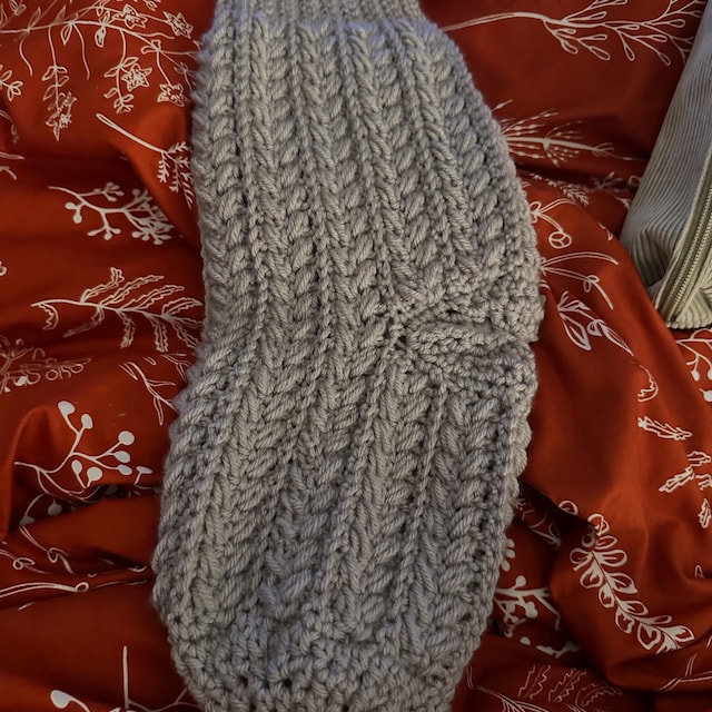 A customer's finished Festive Wheat Stitch Stocking Crochet Pattern