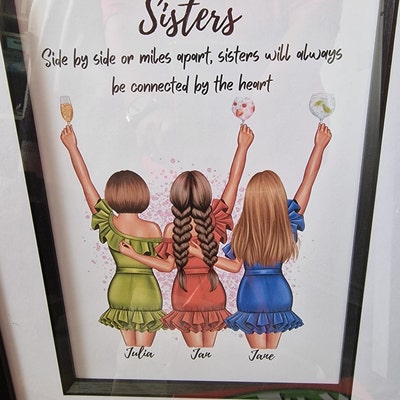 Personalised Sister Print 2 Sister Print Two Sister Gift Big Sis Little