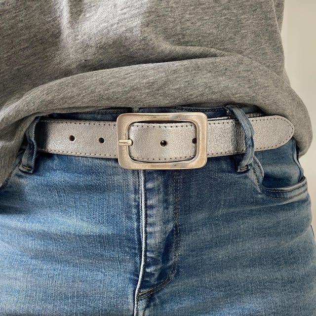 Silver Ladies Belt Metallic Leather Belt Width 3cm - Etsy display picture 2