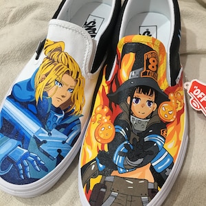 Dragon VS Samurai Custom Painted Vans Slip Ons Skate Shoes 