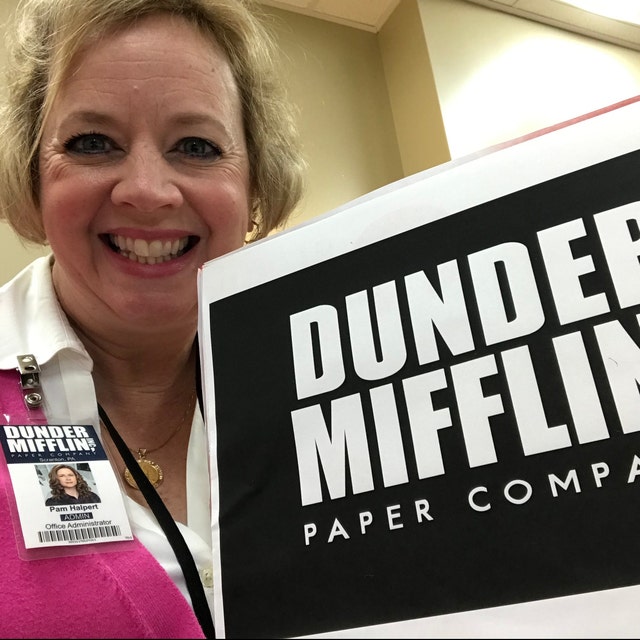 The Office Pam Halpert Beesly Dunder Mifflin ID Badge Card Download Image  Name Tag Cosplay Costume