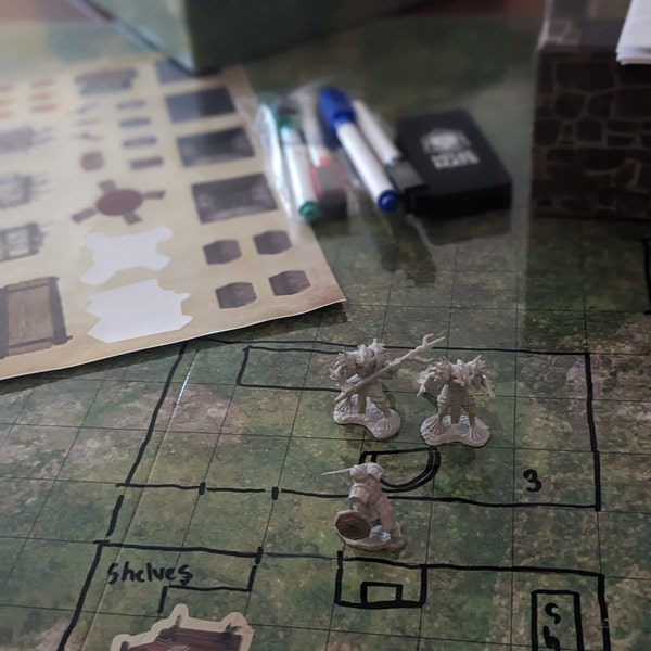 Dungeons and Dragons Gifts Dnd Map 5e Starter Kit Double Sided Board, 23"x27" Dry Erase